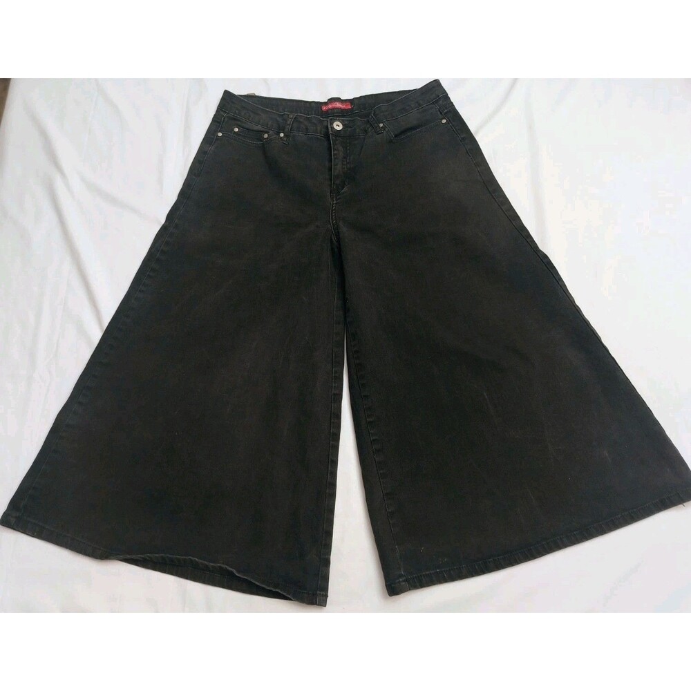 Keep In Touch Jeans Size 3X Culottes Black Denim Capri 17" Flat Waist